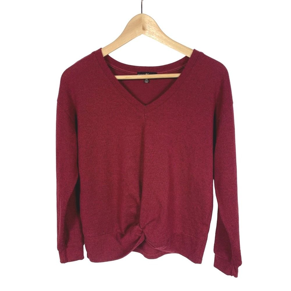 Almost Famous Red Long Sleeve Womens Sweater With Front Knot Size Juniors Medium